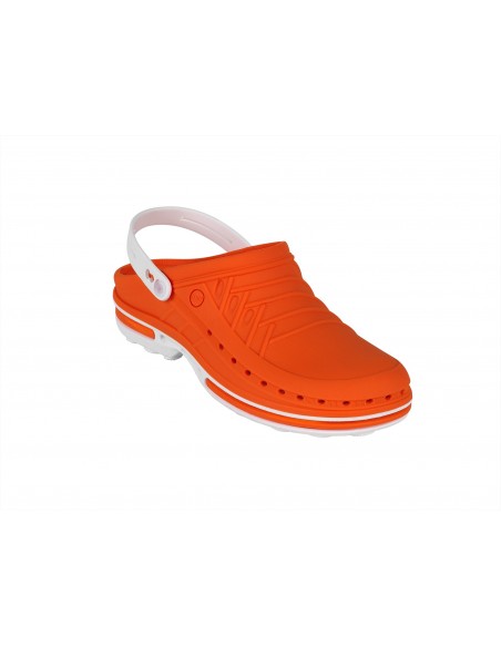 WOCK CLOG ZOCCOLI ARANCIO/BIANCO PROFESSIONALI CON CINTURINO