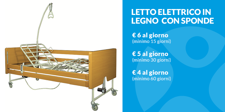 NOLEGGIO LETTO ELETTRICO IN LEGNO CON SPONDE